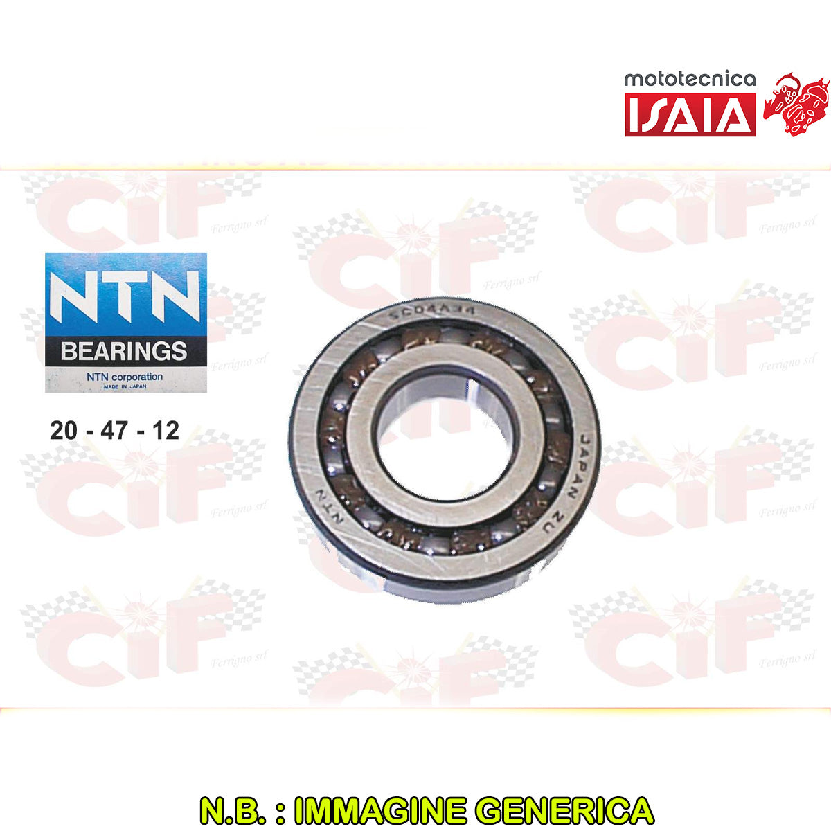 CUSCINETTO NTN 20x47x12 - GABBIA METALLICA - SCOOTER MOTORI HONDA - PEUGEOT METROPOLIS