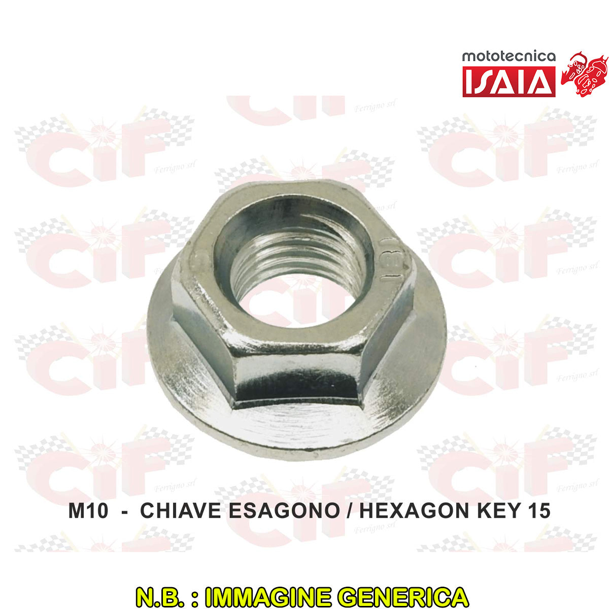 DADO FLANGIATO M10 - ESAGONO CHIAVE mm.15