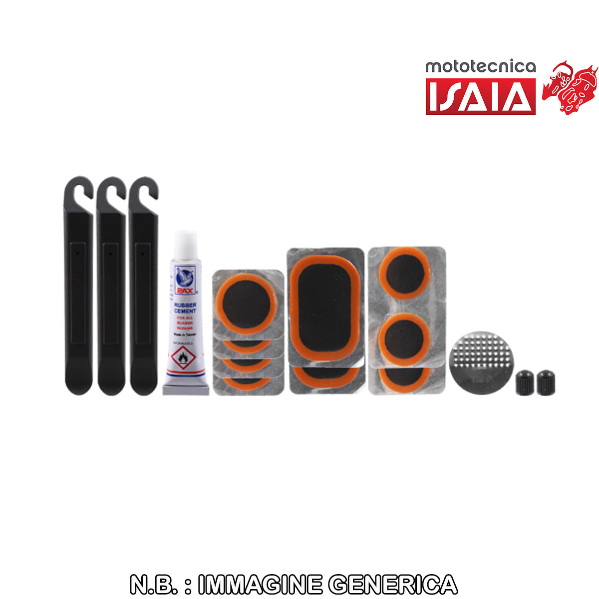 KIT RIPARAZIONE CAMERA D'ARIA SCATOLATO + 3 LEVE COPERTONI