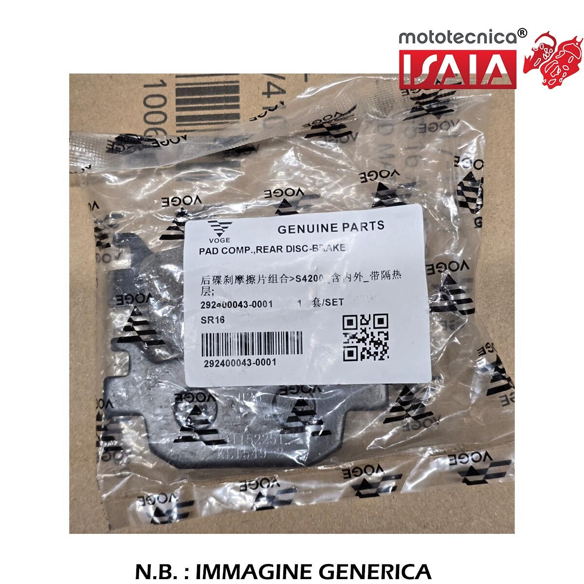 PASTIGLIE FRENO POSTERIORI SR16 125/200cc