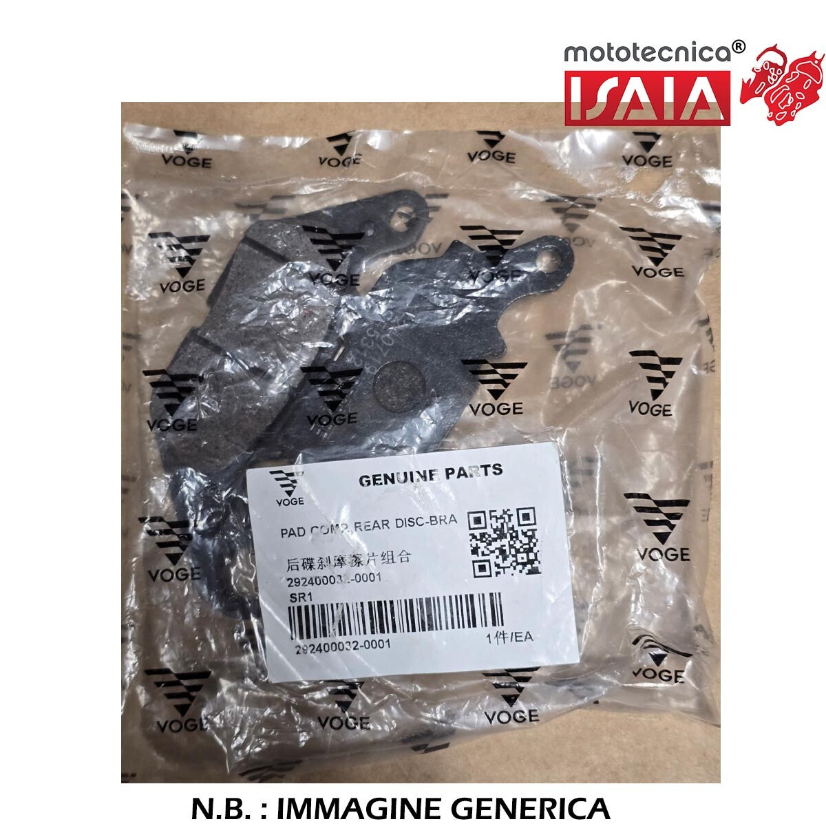 PASTIGLIE FRENO POSTERIORI VOGE SR 125 GT
