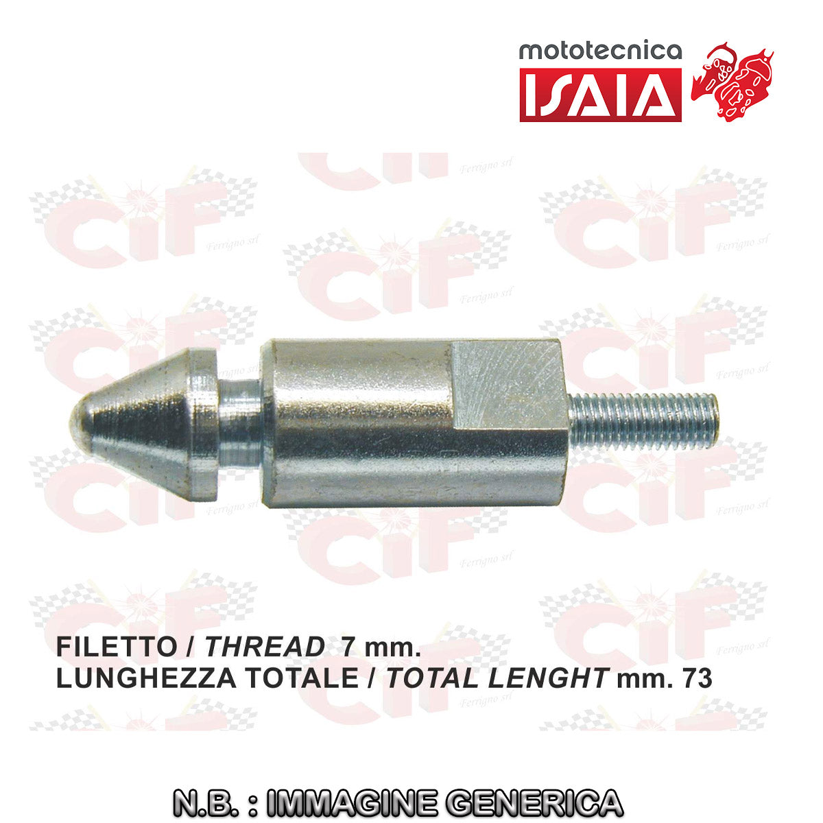 PERNO ANCORAGGIO SELLA - FILETTO mm.7 - LUNGH.TOT.mm.73