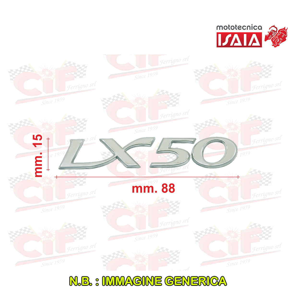TARGHETTA "LX 50" ADESIVA RESINATA CROMATA